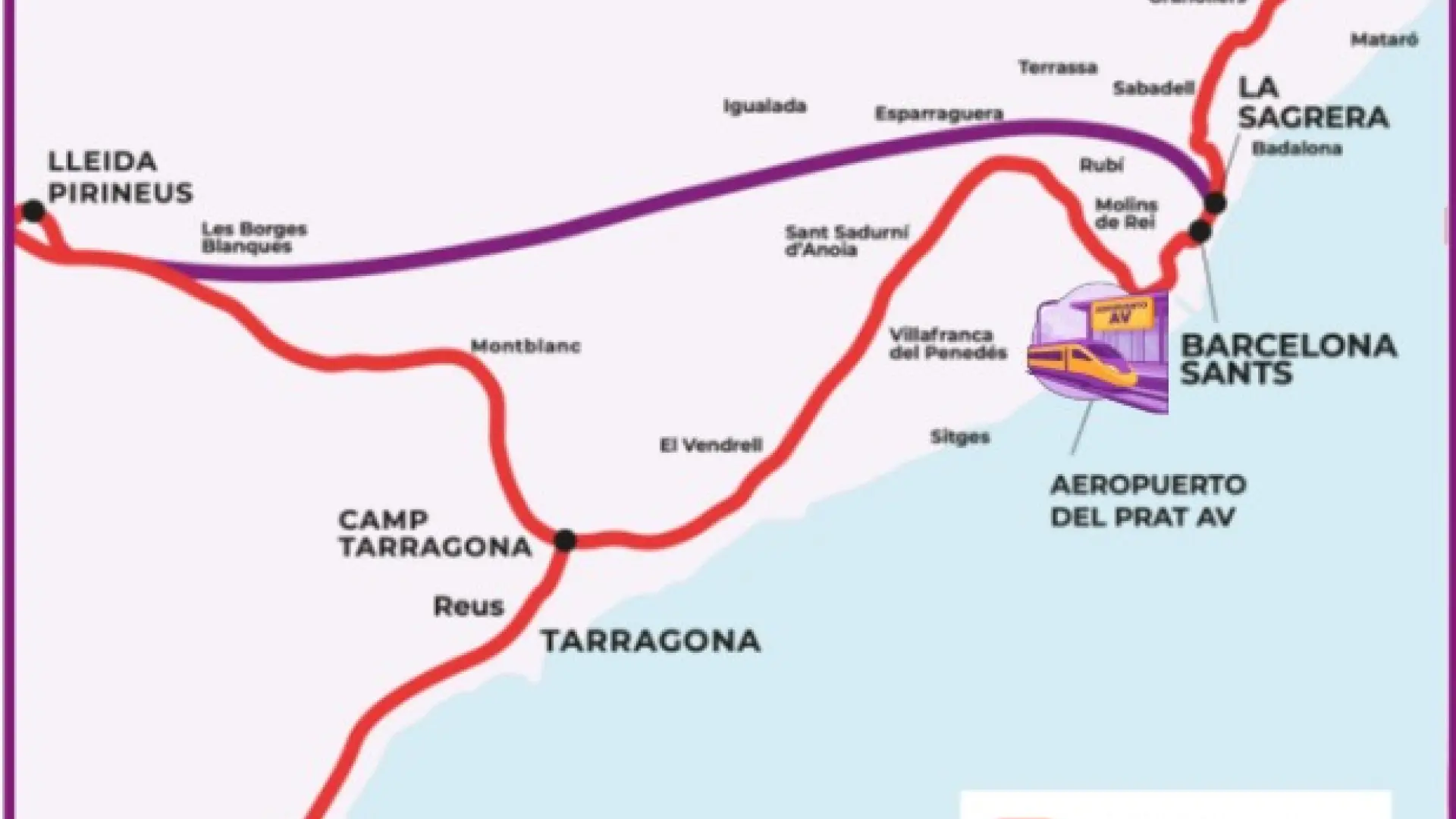 Transportes construirá una variante del AVE que unirá Lleida con La Sagrera sin pasar por Tarragona ni por Sants