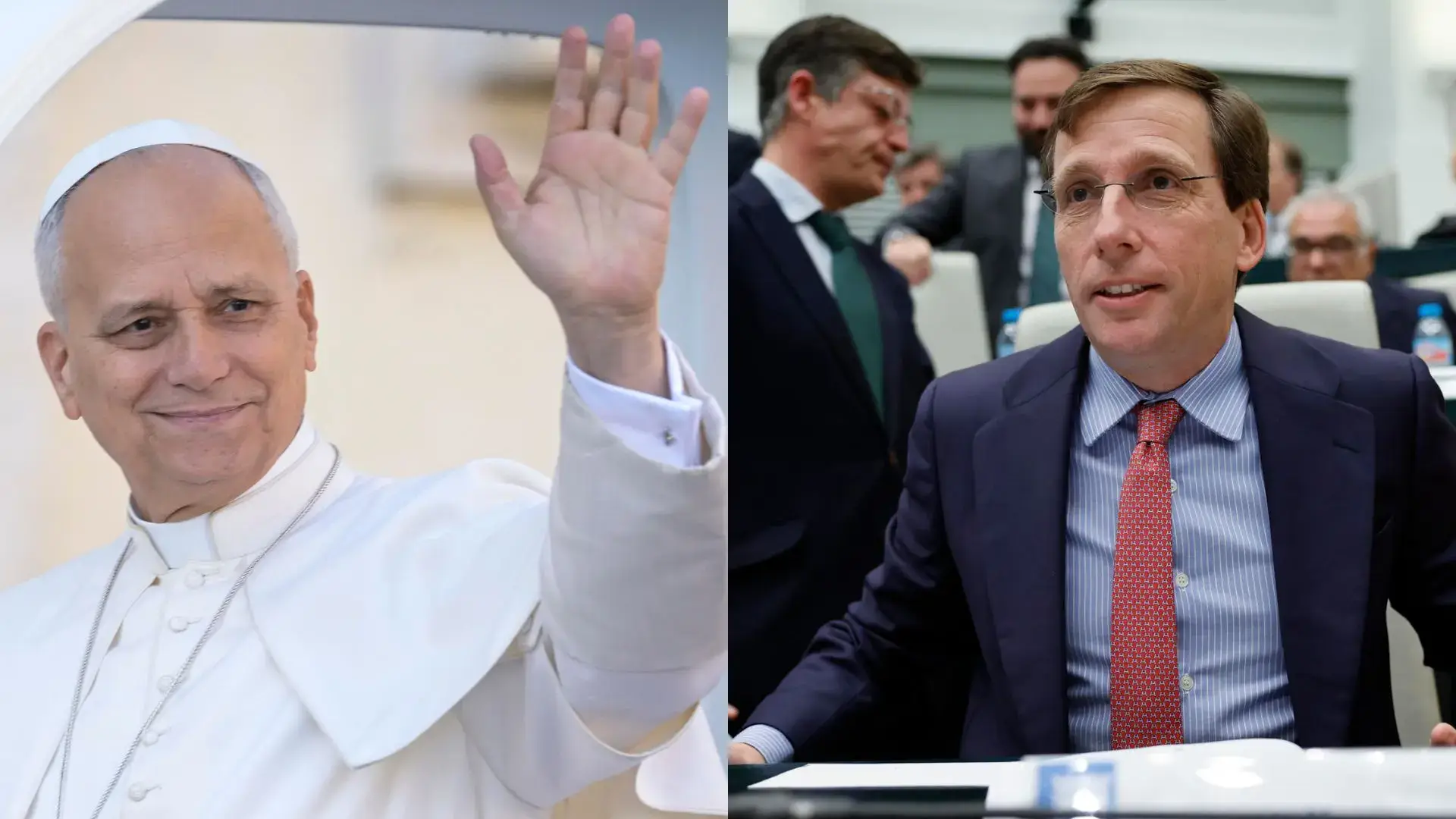 Imagen 1 de Almeida entrega a León XIV una talla de la Almudena y un libro con fotos de Madrid: "Me he encontrado a un papa cercano y cariñoso"