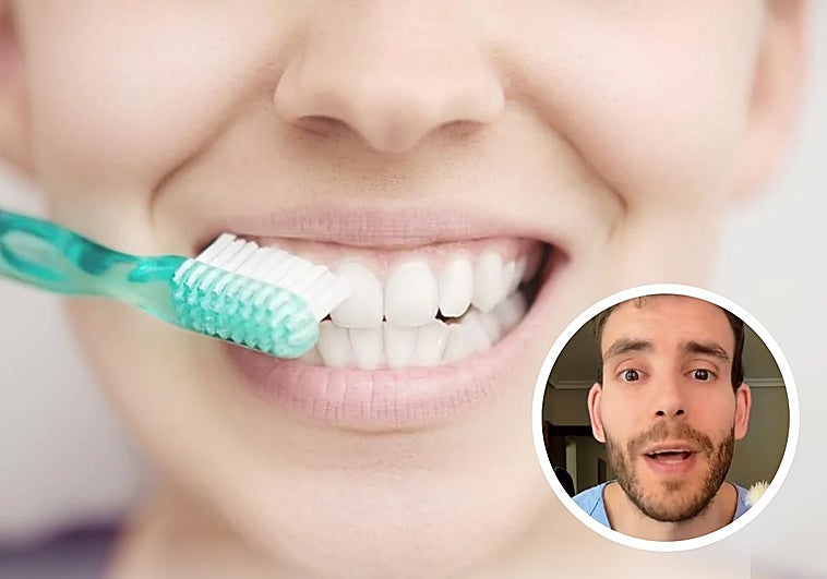 Un enfermero señala el tiempo que tiene que pasar para lavarse los dientes después de una comida