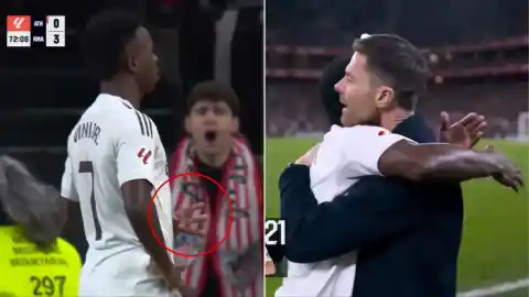 Imagen 1 de Enganchón con San Mamés y abrazo con Xabi Alonso: Vinícius se encara con la grada y escenifica la paz