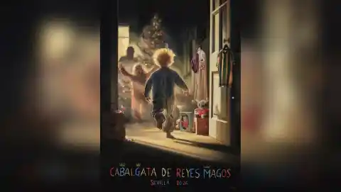 Imagen 1 de El polémico cartel de la cabalgata de Reyes de Sevilla: muestra una camiseta del Betis y una túnica de la Hermandad de la Macarena