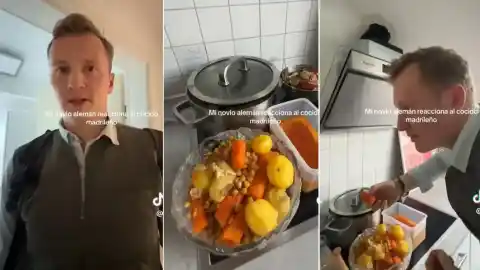 Imagen 1 de Un alemán reacciona al probar por primera vez el cocido madrileño: "Olor interesante, intenso"