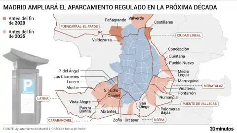 Imagen 1 de Más de 30 calles de Opañel, Valdezarza, Costillares, Peñagrande y San Isidro tendrán parquímetros antes de 2029