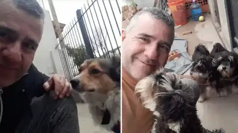 Imagen 1 de Pasión canina: un técnico de aire acondicionado se hace una foto con los perros de cada casa que visita