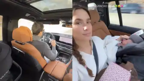 Imagen 1 de Pillan a Pablo Castellano conduciendo a más de 140 km/h con María Pombo y su hija recién nacida