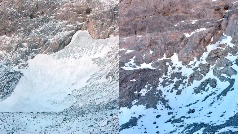 Imagen 1 de La muerte por calor del glaciar leonés Trasllambrión: “Es el final de una época, queda sin hielo por primera vez en 700 años”